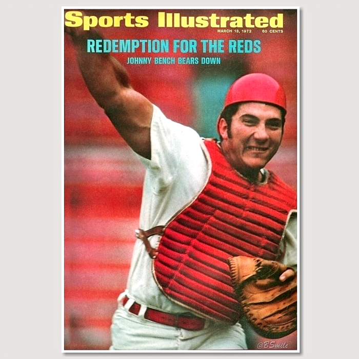 BSmile's tweet image. "Redemption For The #Reds - Johnny Bench Bears Down” (Sports Illustrated - March 13, 1972) #MLB #Cincinnati #Baseball #History