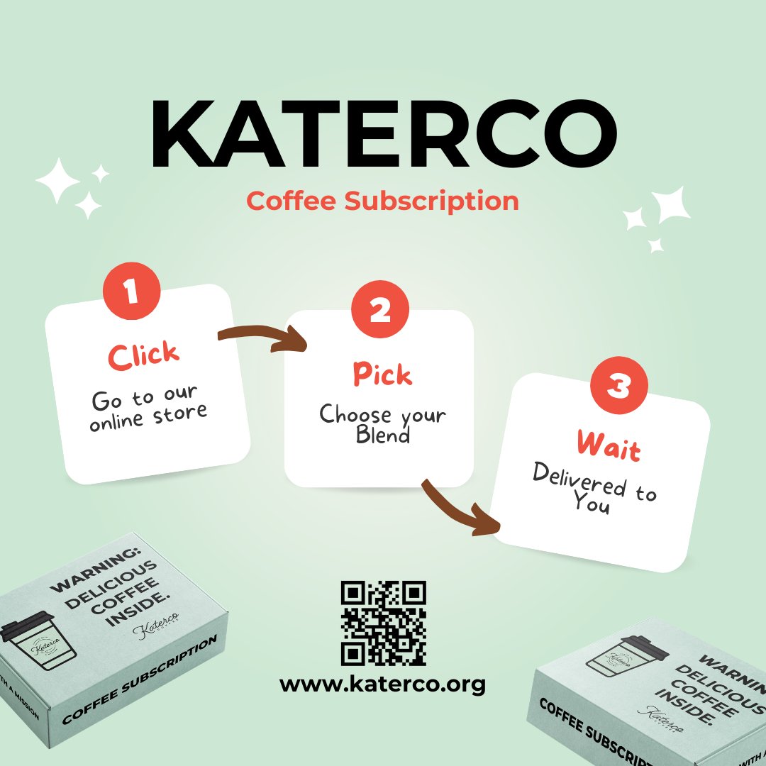 getkaterco's tweet photo. Never run out of coffee again, with a Katerco subscription, your favorite beans arrive at your doorstep automatically. No reminders needed. Just brew and enjoy. Subscribe today. https://t.co/vl4gsJNR6H