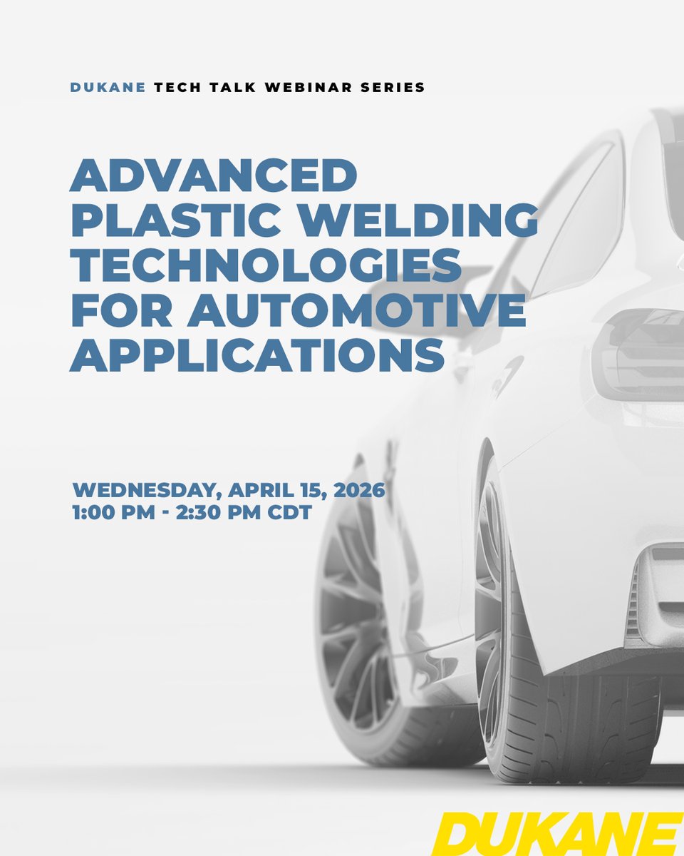 DukaneIAS's tweet photo. Webinar Alert: Advanced Plastic Welding Technologies for Automotive Applications

Learn more and register: https://t.co/A6OHWyayY2

#AutomotivePlasticWelding https://t.co/oX0n6VCa8l