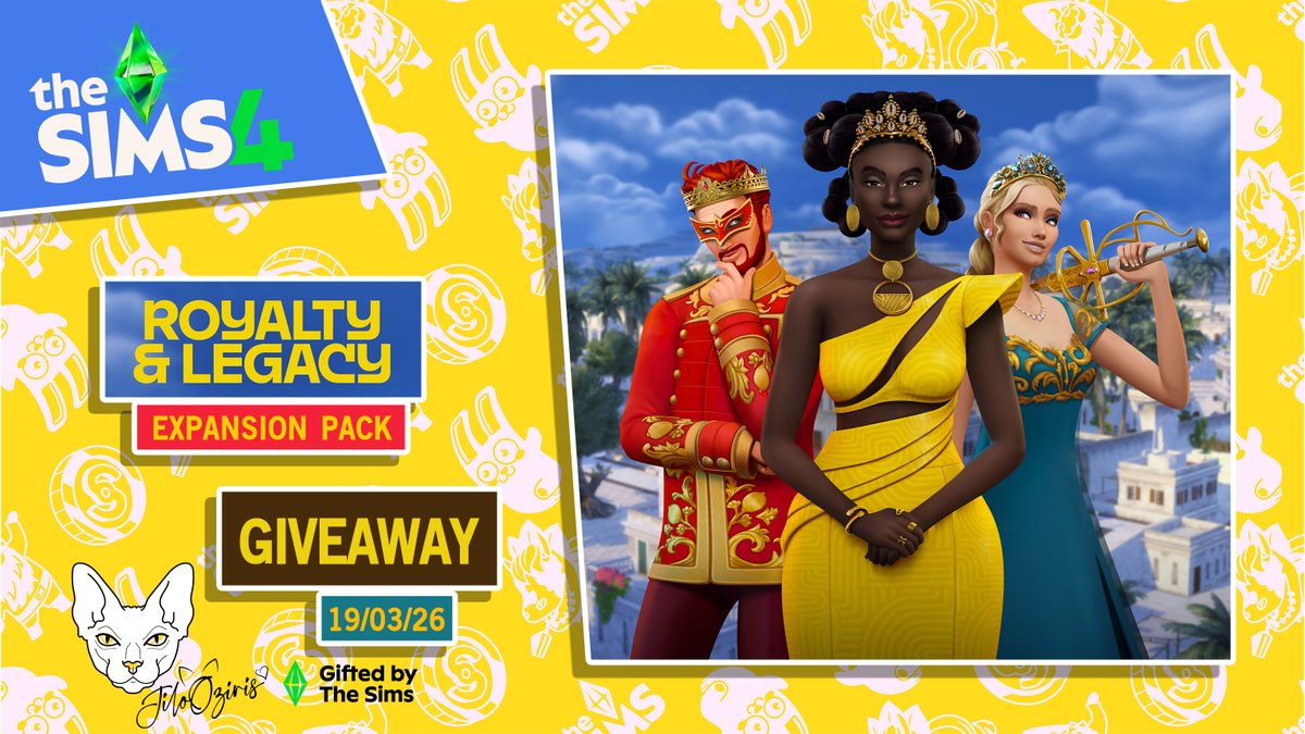 🚨Giveaway 1 PC EA App key of The Sims 4 - Royalty &amp; Legacy Grand Bundle !

To enter:
➡️Like/RT/Follow X
➡️Tiktok.com/@JiloOziris (pls comment ur ID bellow)
📅Ends March 19th

💋Twitch.tv/jilooziris
💡“JILOOZIRIS” EA app creator code.

“Gifted by The Sims”