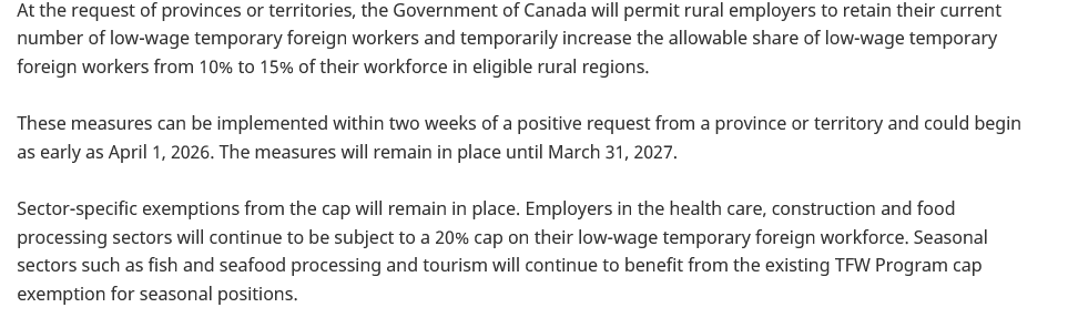 Government of Canada taking action to support rural employers under the Temporary Foreign Worker Program canada.ca/en/employment-…