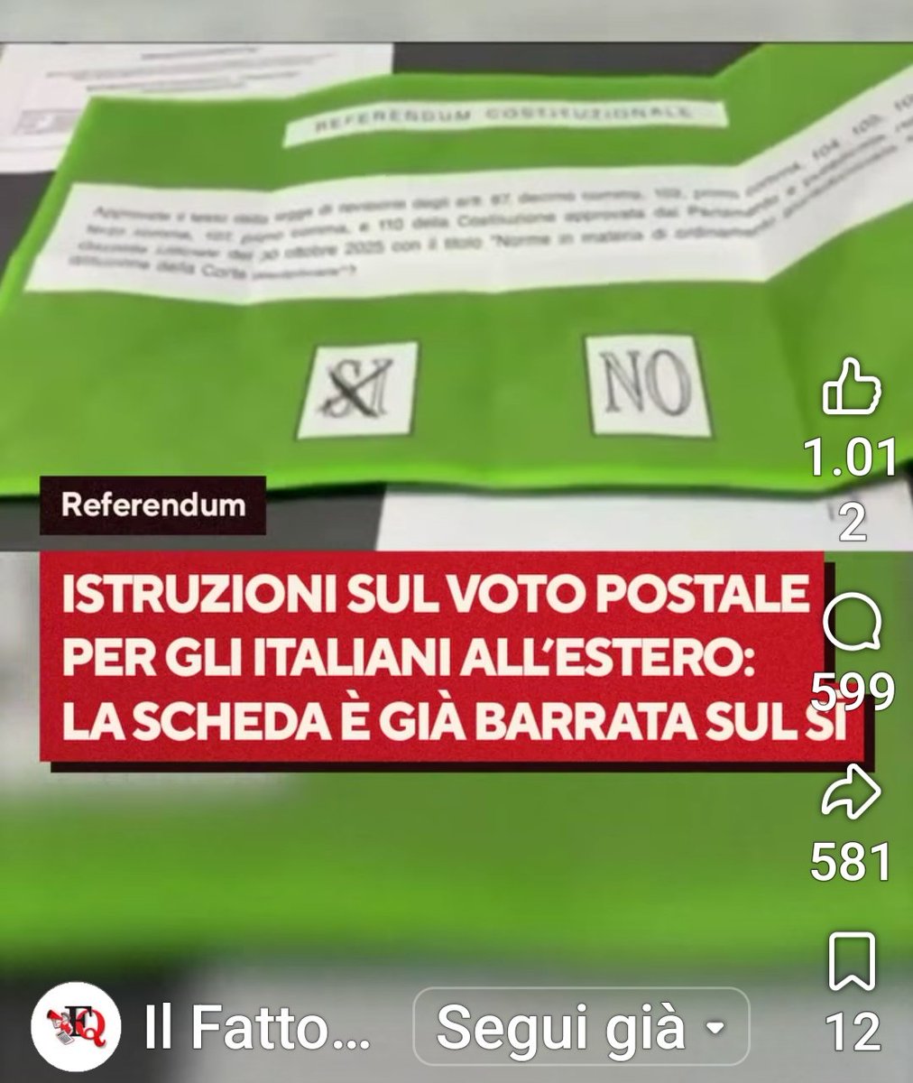 lucillaMasini2's tweet photo. In un video di istruzioni sul voto postale per gli italiani all'estero, la croce è già sul SÌ, e persino la voce narrante consiglia di barrarlo.
Capite perché è necessario votare NO?
#vergogna #ReferendumGiustiziaNO #13marzo #Meloni #GovernoMeloni https://t.co/VLcOGpkQv5