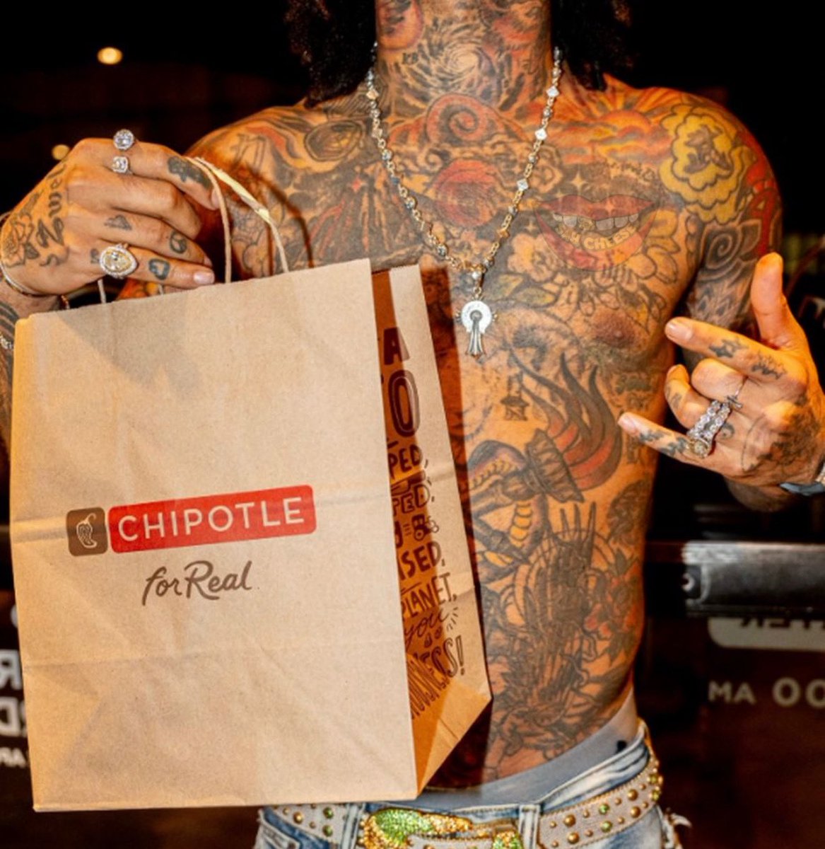 Chipotle is giving anyone with tattoos a buy-one-get-one free entrée today, from 3–4 p.m.