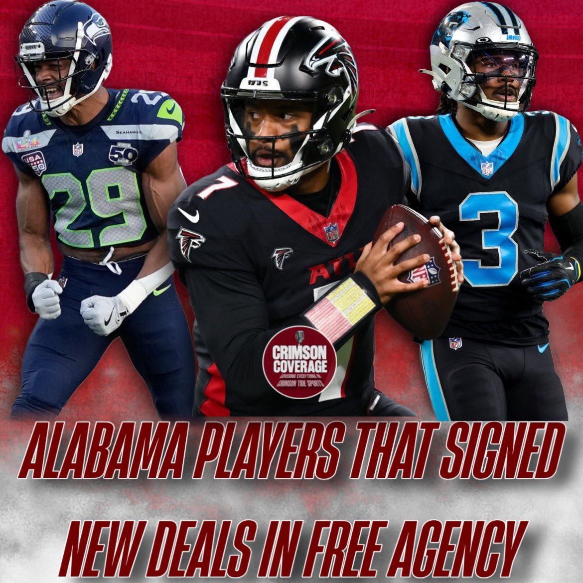 CrimsonCoverage's tweet image. Alabama players that have signed in NFL free agency thus far:

QB Tua Tagovailoa -&amp;gt; Falcons
WR John Metchie III -&amp;gt; Panthers 
OL Jedrick Wills -&amp;gt; Bears
DL A’shawn Robinson -&amp;gt; Buccaneers
DL Jonathan Allen -&amp;gt; Bengals
DL Labryan Ray -&amp;gt; Panthers
LB Christian Harris -&amp;gt; Falcons
CB Josh