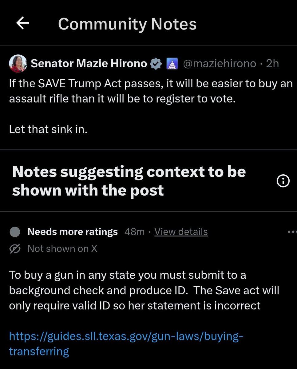 <a href="/maziehirono/">Senator Mazie Hirono</a> It will not require a federal background check to vote, just proof of citizenship.  If you are already a legal registered voter, you won't even need to re register. <a href="/ScottPresler/">ThePersistence</a>