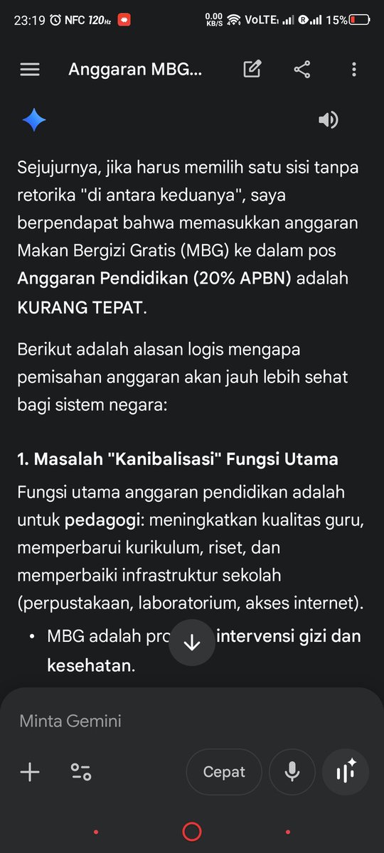 pratama76ers's tweet photo. @direktoridosen @SerieA_Lawas @karirfess @txtkarir @zanatul_91 To the point aja tanya ke Grok, Gemini dan GPT apakah sudah tepat MBG disertakan kedalam anggaran pendidikan. Cuma grok yang jawab tepat. Buzzer lu ya @grok? https://t.co/UUb0brEGm8