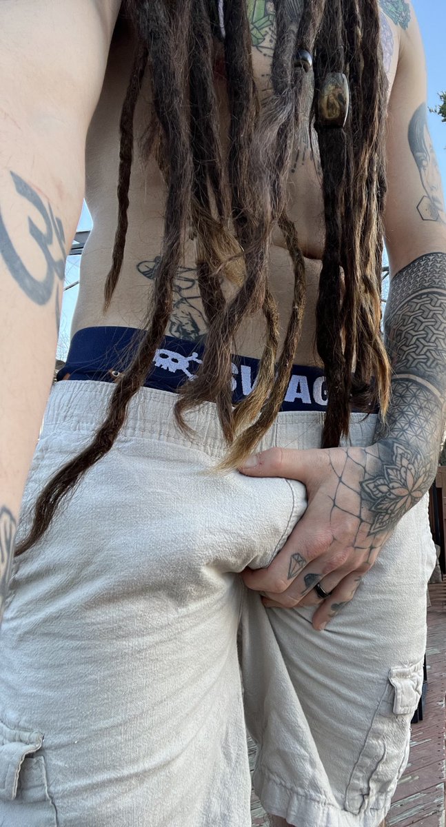 MagickTheHippie's tweet photo. Someone’s happy to see you ☺️ #hippie #tattoos #cock #nsfw #onlyfans #men #twink #bwc #gooning https://t.co/qdmAaviHlm