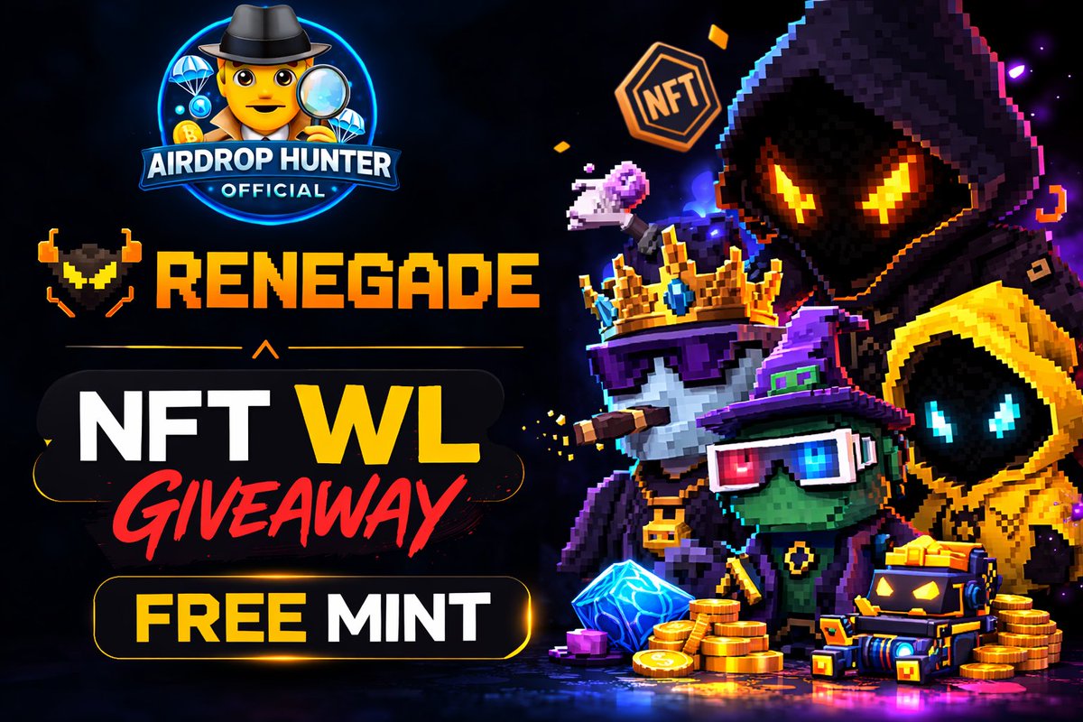 🚨 NFT WL GIVEAWAY + FREE MINT 🚨

The Renegade whitelist is now open 👀

🎁 Reward: NFT WL Spot
💎 Bonus: Free Mint Opportunity
Don’t miss early access to this pixel NFT project.

⚡ Join now before WL closes : t.me/AirdropincomeT…

#NFT #NFTGiveaway #FreeMint #Web3 #Airdrop