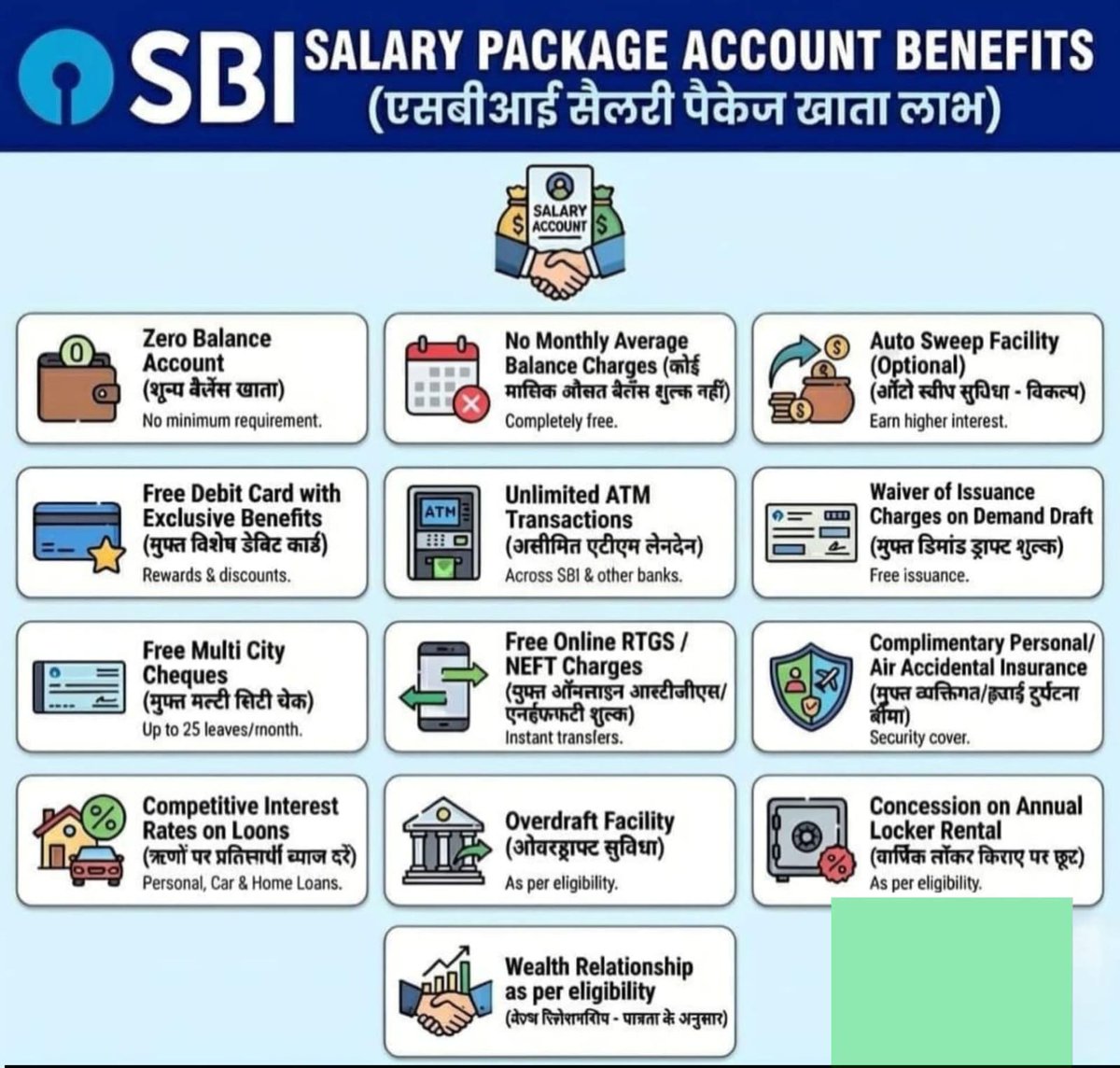 👉सभी साथियों को सूचित किया जाता है कि आप अपना *SBI HOME ब्रांच जाकर अपने खाते को SGSP SILVER खाते को GOLD में अपग्रेड करवा सकते हैं और इसके लाभों के बारे में निम्नलिखित जानकारी साझा की रही है।*

👉 शाखा प्रबंधक द्वारा बताया गया कि इस खाते पर— *Accidental Death (दुर्घटनाजनित