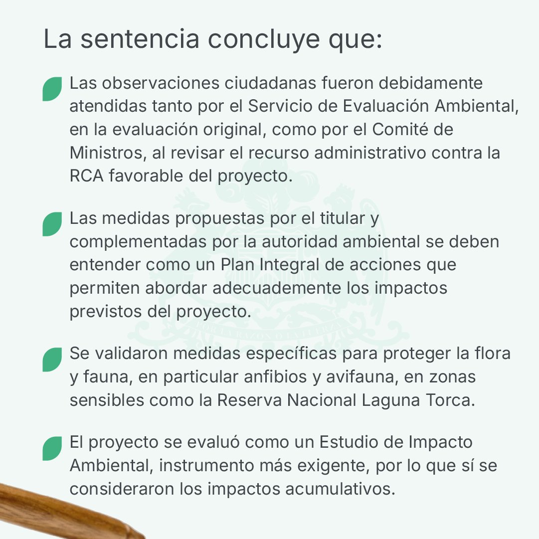 TrAmbiental's tweet photo. 📢SENTENCIA
@TrAmbiental rechazó reclamación contra proyecto de mejoramiento de la Ruta J-80, en Vichuquén,  tras concluir que las observaciones ciudadanas fueron debidamente consideradas en el proceso.

👉🏽Toda la información en https://t.co/wwx582lFAf https://t.co/e571rNGFs3