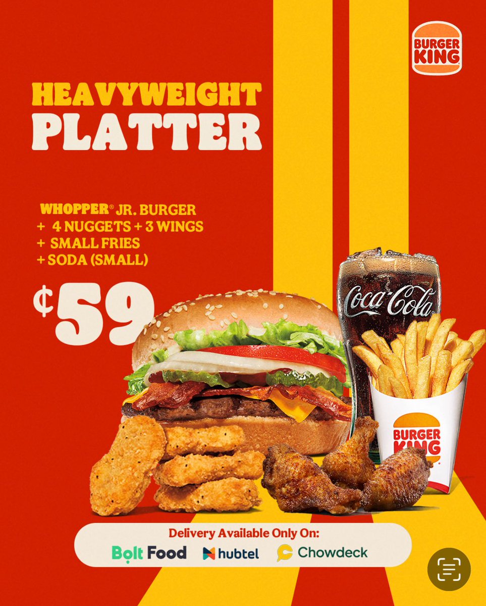 ‼️Available every single day!! (except for Mondays and Wednesdays)

#burgerkingghana #promo