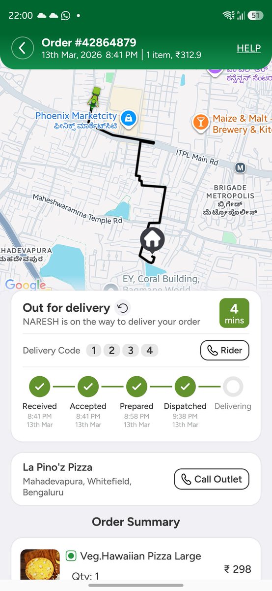 abilash44's tweet photo. Here is your delivery person at the wrong place and wrong direction.  It is now more than 1 hour since I ordered. Your store phone does not work. https://t.co/k2xOIPPH0U