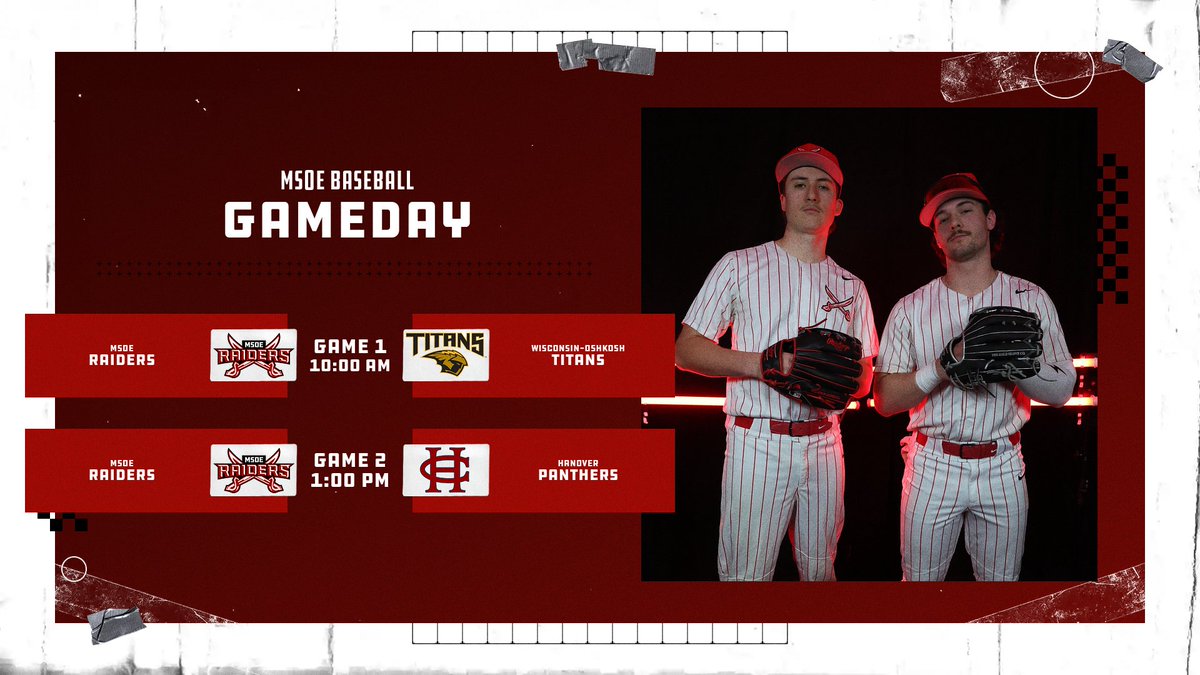 🚨GAMEDAY🚨
⚾️<a href="/MSOE_Baseball/">MSOE Baseball</a> vs. #24 Wisconsin-Oshkosh &amp; Hanover
⏰10:00 a.m. &amp; 1:00 p.m.
📍Sauget, Ill.
📺youtube.com/@Gorloks/strea…
📊websterathletics.com/sidearmstats/b…

#TheRaiderWay #d3baseball
