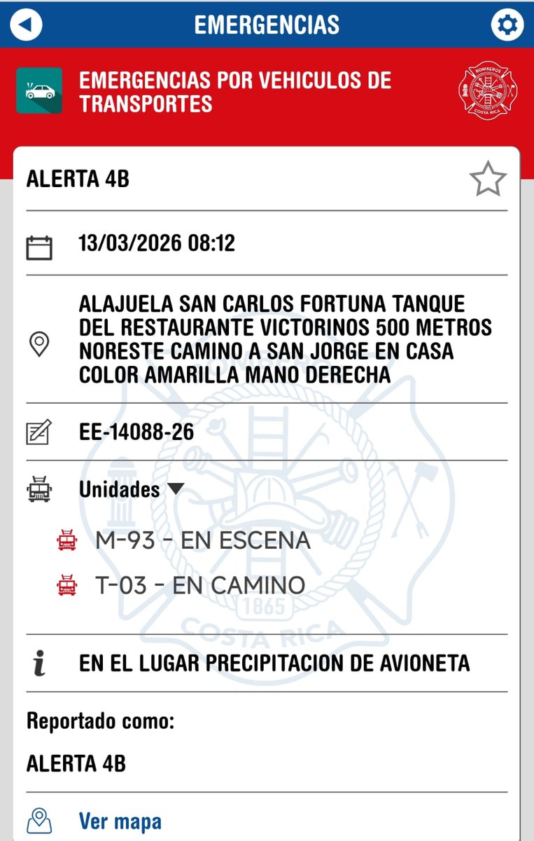 ViuditaCR's tweet photo. #Alerta4B Precipitación de Avioneta con tres almas abordo en #Alajuela #SanCarlos #LaFortuna, El Tanque, contiguo al cementerio, #BarrioElProgreso.
@BomberosCR @CruzRojaCRC , Ambulancia y Personal de la Clínica #FortunaMedicalCenter llegaron al sitio para la extracción inmediata de las personas que viajaban dentro de la aeronave que se precipitó sobre un sembradío de yuca.
#EnDesarrollo
Van 2, falta 1... #YME