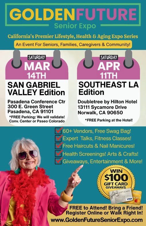 pasc_la's tweet image. Simply click on your location of choice (Golden Future Senior Expo - San Gabriel Valley Edition) or walk right in!

Free Parking with validation at the convention center or Paseo Colorado.

#GoldenFuture #SeniorExpo #SeniorEvent #Seniors #Elderly