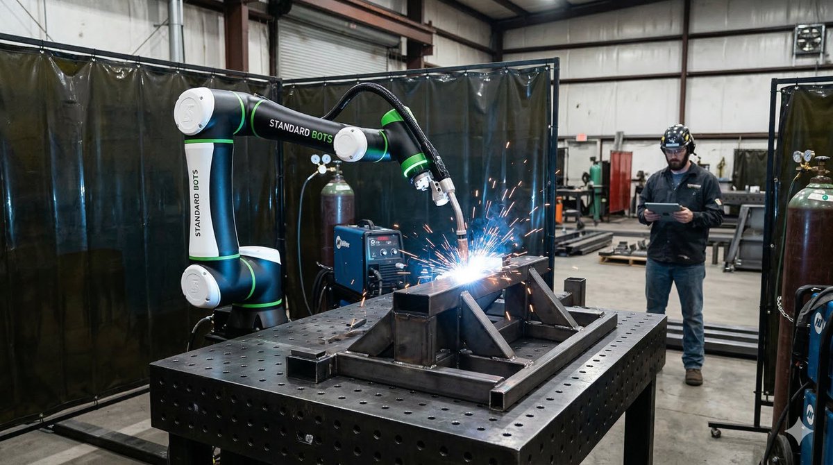 ATANRobotics's tweet photo. Most shops think robotic welding cells cost $500k+.

In 2026, many systems cost $150k–$250k with ROI under 8 months.

Full cost breakdown here:
 https://t.co/N1649aNjVn
#robotics #cnc #robots #machining https://t.co/4ENNBGFs5p