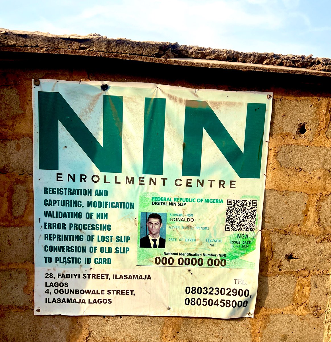 I hope <a href="/Cristiano/">Cristiano Ronaldo</a> knows he has NIN, and it's sitting on one fence in Ilasamaja 😂