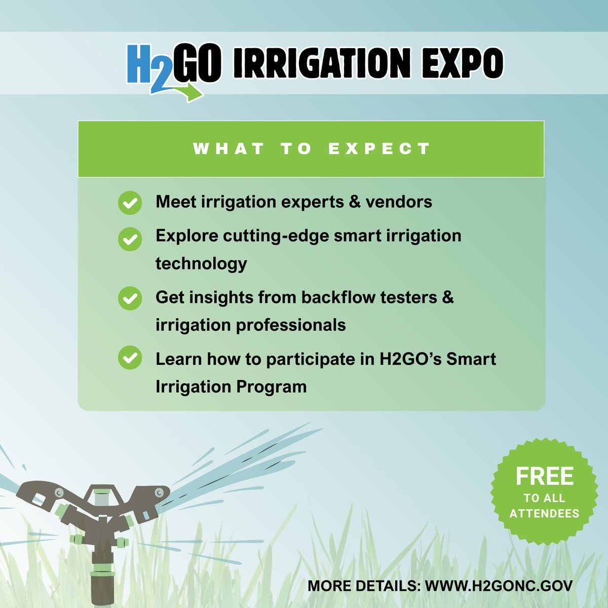 BH2go's tweet photo. 🔔You're Invited!
Join us for the return of our Irrigation Expo on March 25, 2026 @ Leland Cultural Arts Center from 10 a.m. - 12 p.m. This event brings together homeowners, businesses &amp; industry professionals to explore the latest in irrigation efficiency &amp; water conservation. https://t.co/eiRzsws5W6