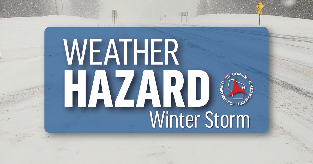 WisconsinDOT's tweet photo. WINTER STORM ALERT: A second round of snow is expected to have major impacts throughout the state starting Saturday night and lasting through Monday morning. Large amounts of snow and strong wind gusts could result in whiteout conditions and blowing snow across highways. https://t.co/SLBaoXAhsv