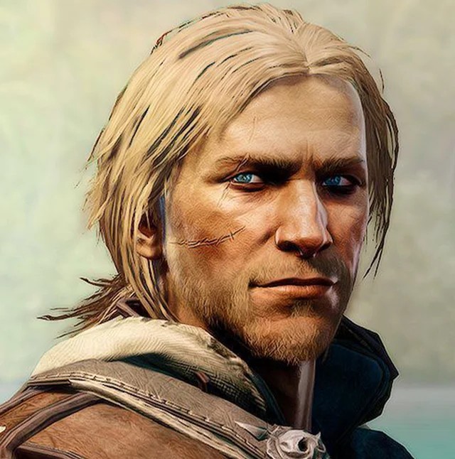 FrameHoldPhotos's tweet image. Next, I sourced some images of Edward from Black Flag and Photoshopped Edward's eyes and nose onto Eivor. Next, I lightened the beard, added scars, slimmed the jawline, and added a strand of hair to the side of the face.

Here are the 3 images I used ⬇️