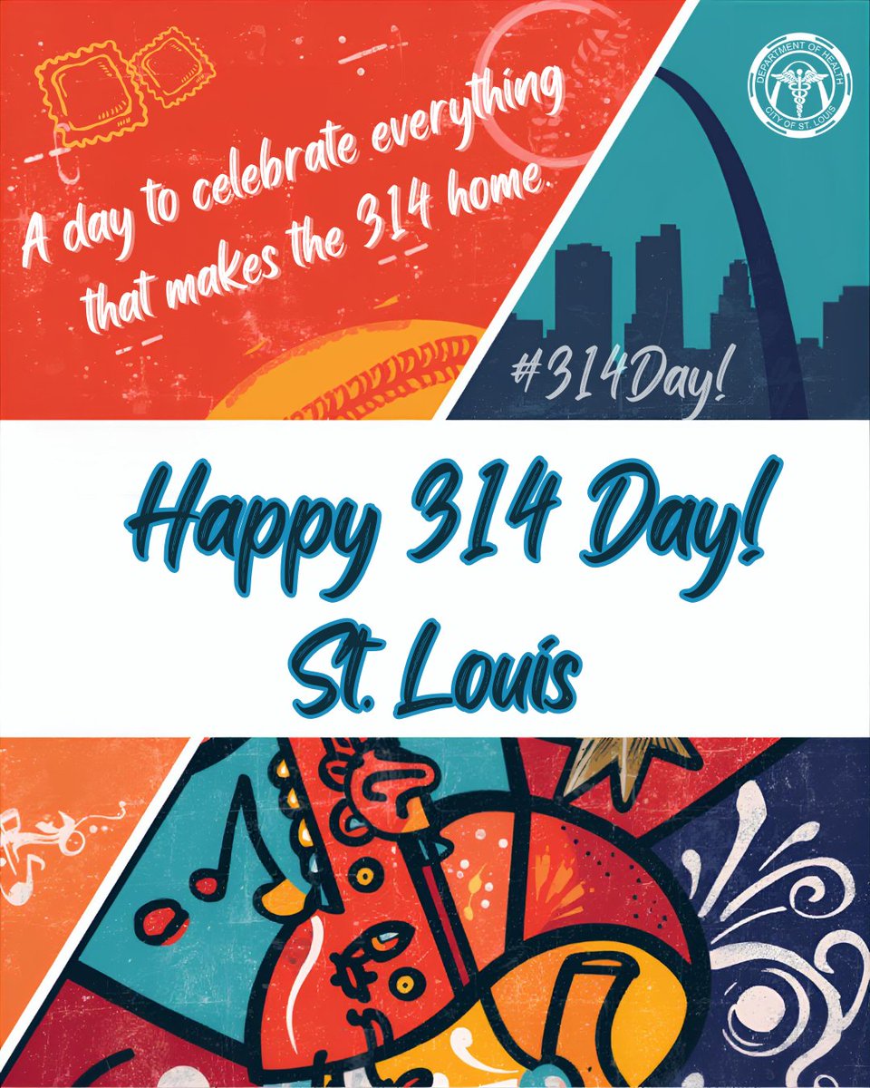 CityofSTLDOH's tweet photo. Happy #314Day, St. Louis! ๐ Today, we celebrate the pride, history, and community that make the 314 special. Show love for local businesses, artists, and your favorite STL spots. ๐ #STLStrong #STLPride https://t.co/gPw4pMH1Eq
