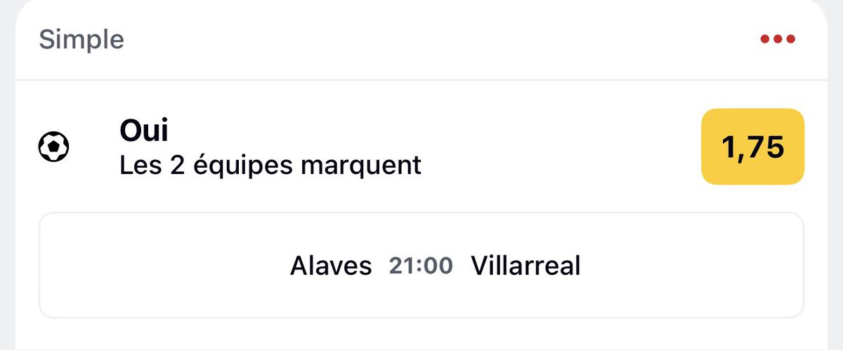 #𝗖𝗢𝗡𝗙𝗜𝗔𝗡𝗖𝗘 𝟭 ⚽️

@𝟭,𝟳𝟱💥

⌚️𝟮𝟭:𝟬𝟬
📊𝗖𝗼𝗻𝗳𝗶𝗮𝗻𝗰𝗲 𝟳/𝟭𝟬➡️ 𝟰% 𝗱𝗲 𝗺𝗶𝘀𝗲𝘀 

❤️ 𝘀𝗶 𝘁𝘂 𝘀𝘂𝗶𝘀

#TeamParieur