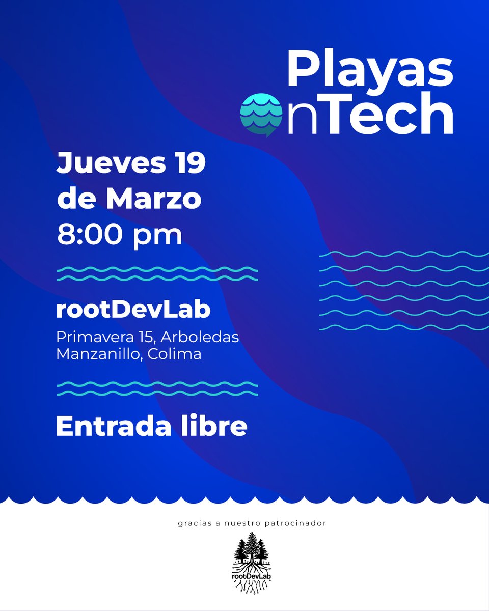 PlayasOnTech's tweet photo. ¡PlayasOnTech está de vuelta! 🌊💻

Nos vemos este jueves 19 de marzo a las 8:00 pm para otra noche de comunidad, tech y buenas conversaciones.

📍 rootDevLab
Primavera 15, Arboledas
Manzanillo, Colima

Como siempre:
🔹 Entrada libre
🔹 Charlas de tecnología
🔹 Networking con la comunidad

Gracias a rootDevLab por apoyar a la comunidad y ser anfitrión de esta sesión 🙌

Invita a tu compa dev, diseñador, maker o curioso de la tecnología y caigan a cotorrear con la banda tech de Manzanillo 🚀

🎫 Entradas gratis aquí:
https://t.co/WnJg7wh1rf