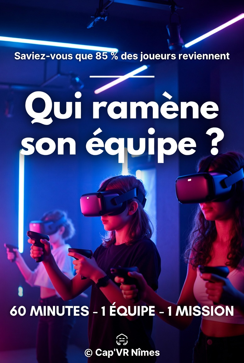 CapVR30's tweet photo. 🎮 85 % des joueurs reviennent… avec leur équipe 😏

Parce que la mission est encore plus folle à plusieurs !

⏱ 60 minutes
👥 1 équipe
🎯 1 mission

Qui serait dans ton équipe ? 👀
Tag-les en commentaire 👇

📍 Cap’VR Nîmes https://t.co/i4ZovXApjN