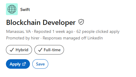 NghtlyX's tweet photo. SWIFT hiring blockchain devs https://t.co/zeKoVyz2eJ