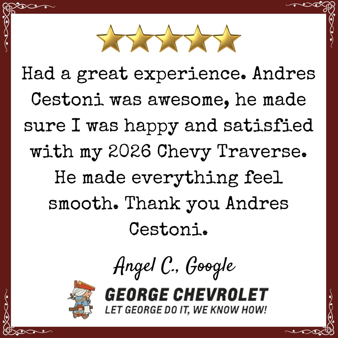 GeorgeChevy's tweet photo. Thank you, Angel. The team is glad we made sure you were happy and satisfied and that everything felt smooth throughout the process. We appreciate your feedback and your support. https://t.co/CWPOsjanw6
