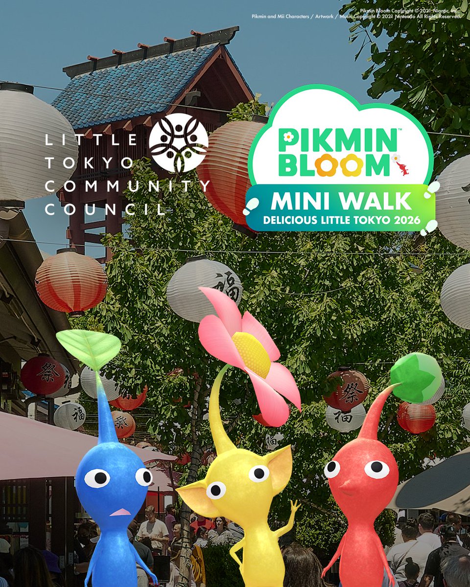 LA, this one’s for you 🍡🌿

On April 18, join us at the Little Tokyo/Arts District Metro Plaza (12–5 PM PT) for a Pikmin Bloom MINI WALK in collaboration with Delicious Little Tokyo! Pick up a map, snap a photo with our AR cam, and explore the neighborhood where tiny explorers