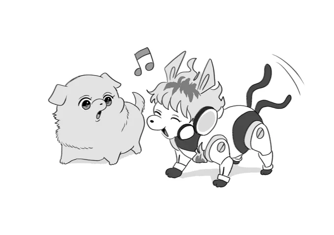 オュワン🤖と監チャ♀🐶の過去絵見つけた! お口が塞がってるとワンコに見えなかったので基本お顔が出ています 