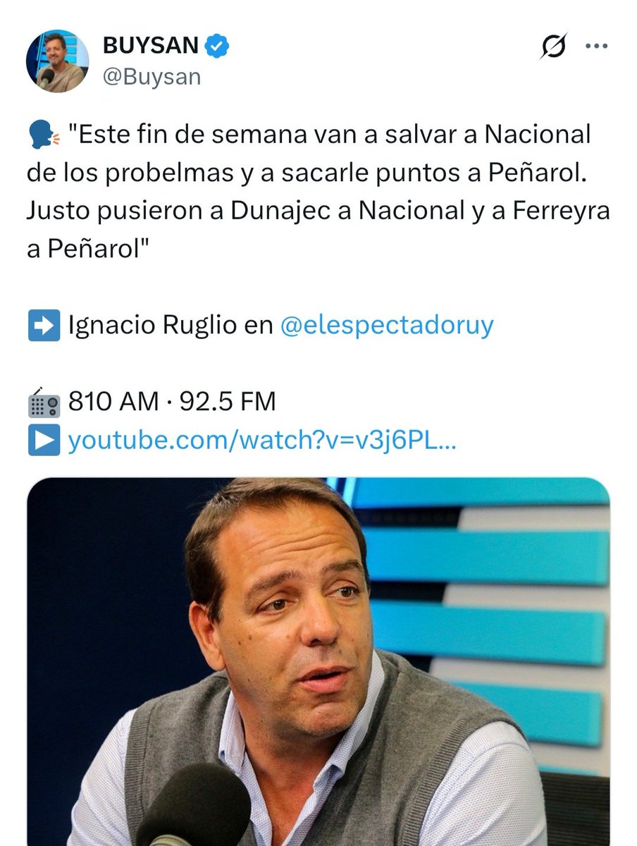 Bassorelli's tweet photo. Increible cómo miente Ruglio y nadie se lo hace ver

▶️"No hablé de corrupción ni de amaños" dice

Pero en la misma nota dijo:
▶️"Fueron directo a ayudar a Nacional"

▶️"No fue un error humano"

▶️ "Van a salvar a Nacional y sacarle puntos a Peñarol"

¿Eso no es hablar de amaños? https://t.co/NNM67Bvih6