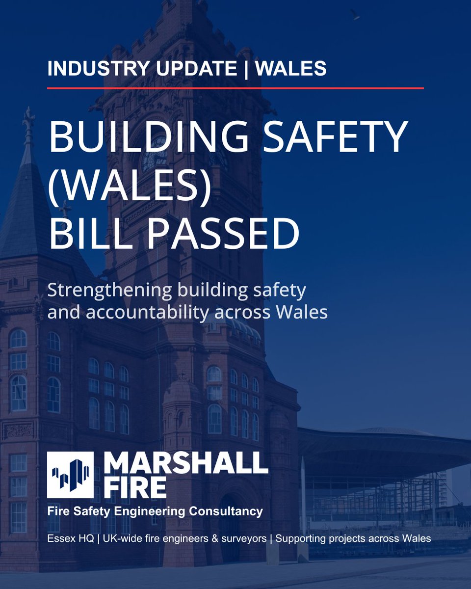 MarshallFireLtd's tweet photo. The Senedd has passed the Building Safety (Wales) Bill, strengthening building safety across Wales.

Our team of fire engineers supports projects across the UK. With an Associate Fire Engineer based in Wales.

#BuildingSafety #Wales #FireEngineering https://t.co/bfjbPi3Wqs