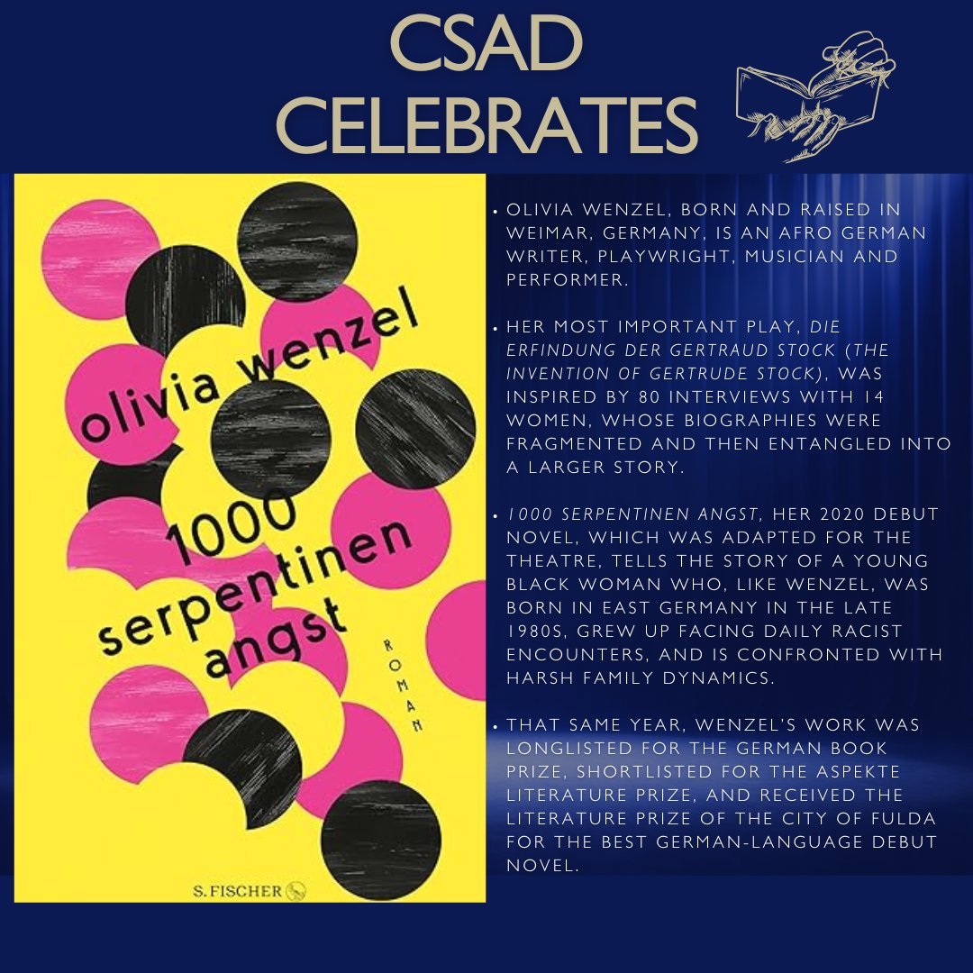 CSADatGSU's tweet photo. The next Black woman CSAD Celebrates for Women's History Month is Olivia Wenzel, an Afro German writer, playwright, and performer based in Berlin, Germany. Her work places the historical and personal experiences of Afro Germans in a new and current context. https://t.co/JB3QcHp5uL
