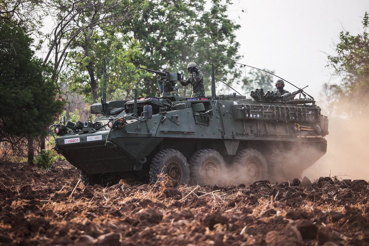 wuthi11_'s tweet photo. 🇺🇸🇹🇭 Hanuman Guardian 2026

Stryker and Chaiseri First Win AFV 4x4 armored vehicles during the exercise https://t.co/Uq9oB653Dp