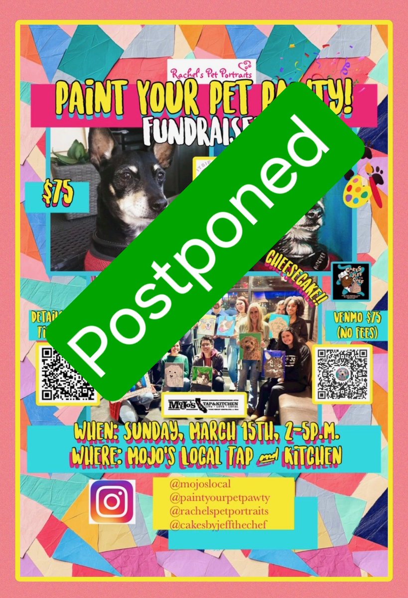 IBRescue's tweet image. This weekend's event has been postponed until later this summer. We will post an event when the new date is confirmed. Thanks to Rachel's Pet Portraits for the support!
 #FundraiserEvent #CommunityEvent #PetArt