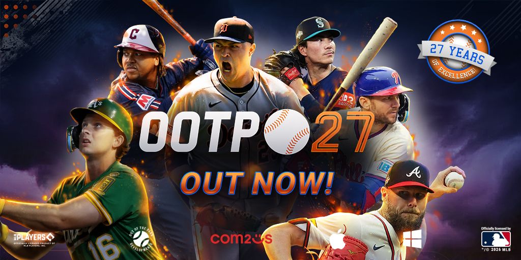 ootpbaseball's tweet photo. Out of the Park Baseball 27 is OUT NOW!!! https://t.co/FgEEIs1GN3