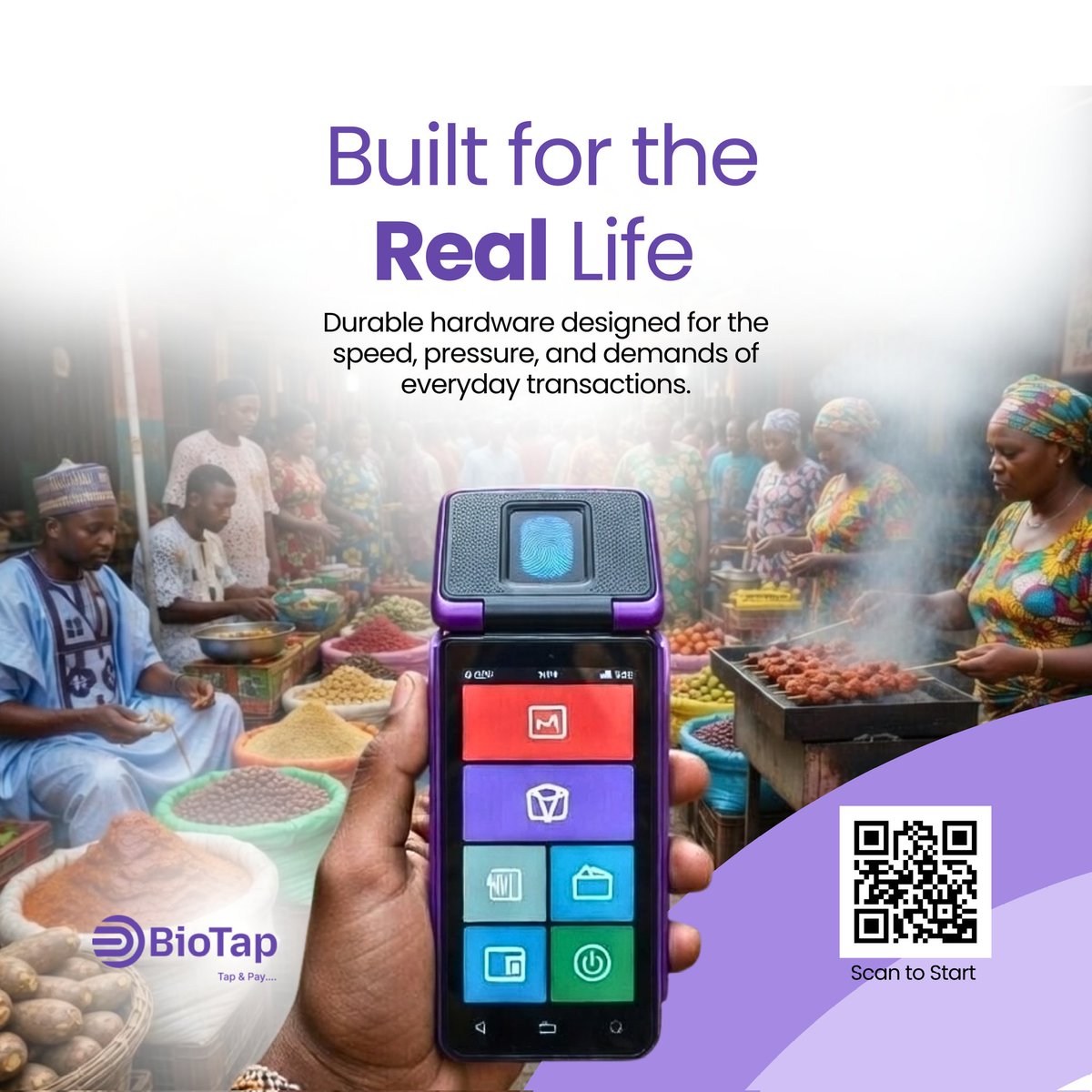Biotapapp's tweet photo. Real markets. Real hustle. Real payments.
BioTap is built to handle the speed and pressure of everyday transactions.
Fast. Reliable. Ready for business.
#BioTap #TapAndPay #FintechNigeria https://t.co/Qacvd2Z89D