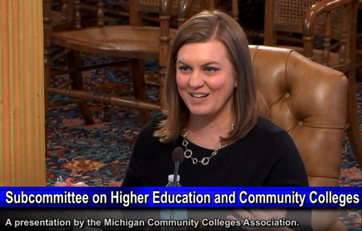 MIColleges's tweet photo. Last week Brandy Johnson testified before the MI House Appropriations Subcommittee on Higher Education and Community Colleges, highlighting our budget priorities and the critical role community colleges play in strengthening the state’s talent pipeline.

#MIColleges https://t.co/Sg0qOB62tc