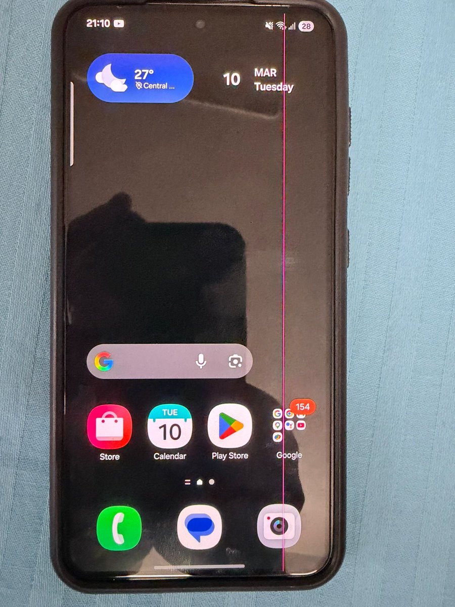 Nikesh_808's tweet photo. @unboxmatrix Sir, help! My S23 5G got a pink/green line + OLED bruise after Mar 10 update. Phone is pristine (no cracks/dent). Service Center denied free fix via "visual inspection" only, claiming liquid damage without any tests. Please help me escalate this! https://t.co/vwy9HnNeGu