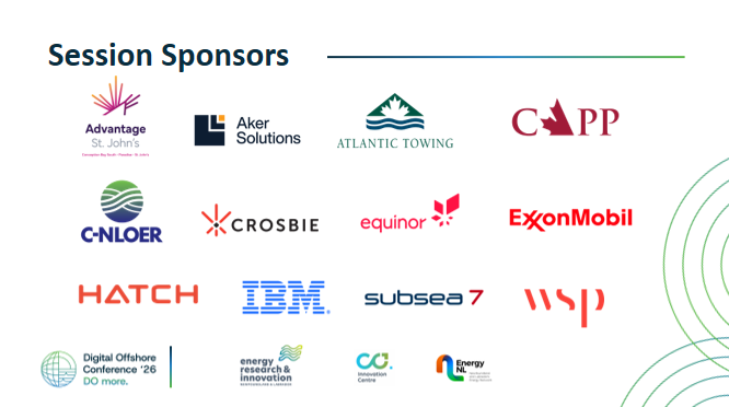 erinl_ca's tweet photo. TY to session sponsors who supported the incredible presenters at #DO26, allowing them to share their insights! Advantage St. John's, @akersolutions Atlantic Towing, @OilGasCanada @CNLOER_ (support'd UK regt'r), Crosbie @Equinor @exxonmobil @HATCHglobal @IBM @Subsea7Official @wsp https://t.co/tHJP9XQAd8