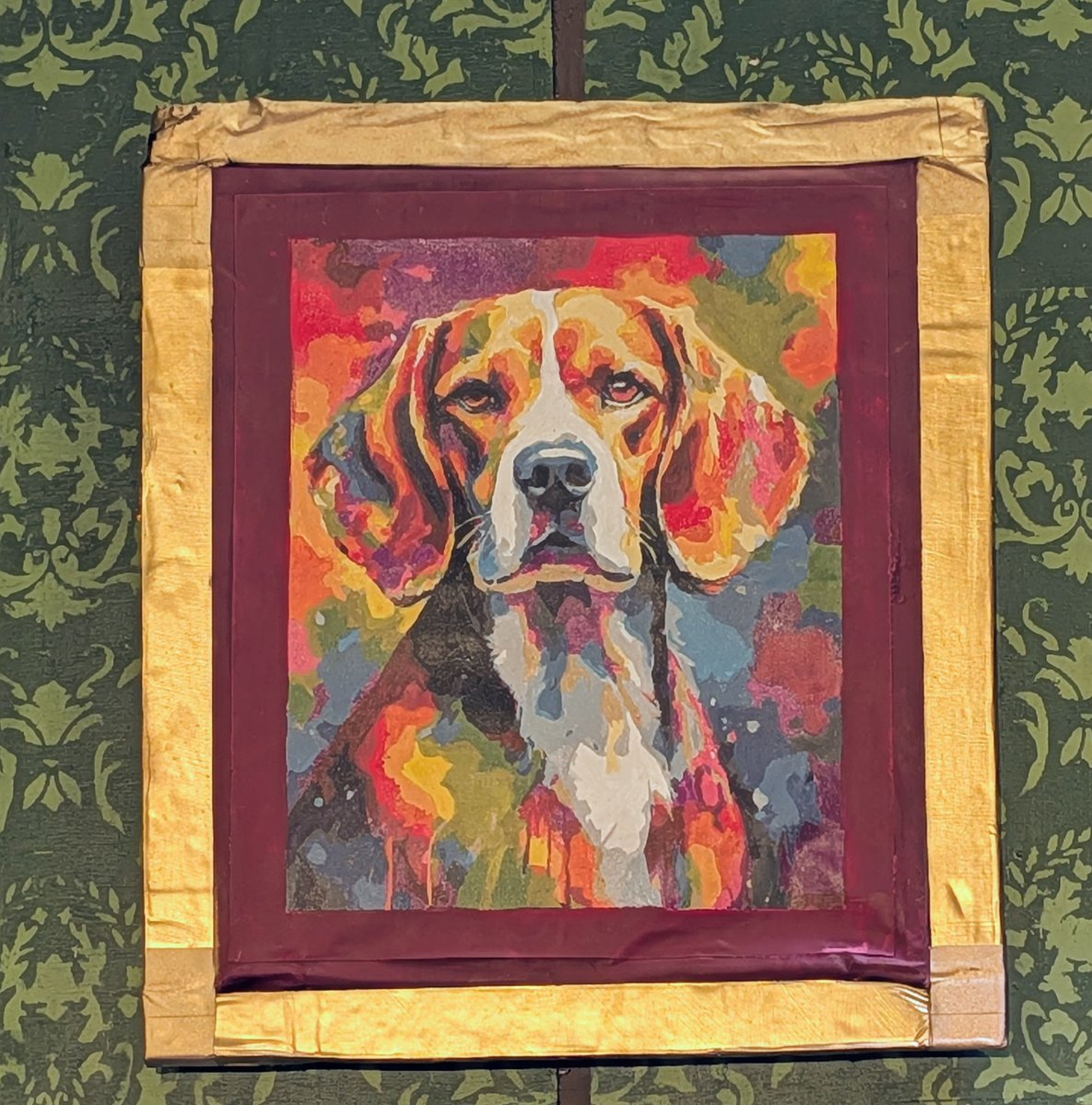 I am currently doing stage crew for "The Play That Goes Wrong". Which is pretty much exactly what it sounds like - everything goes wrong, to hilarious effect. At one point they gesture to "father's portrait on the wall" - behold, Father's portrait.