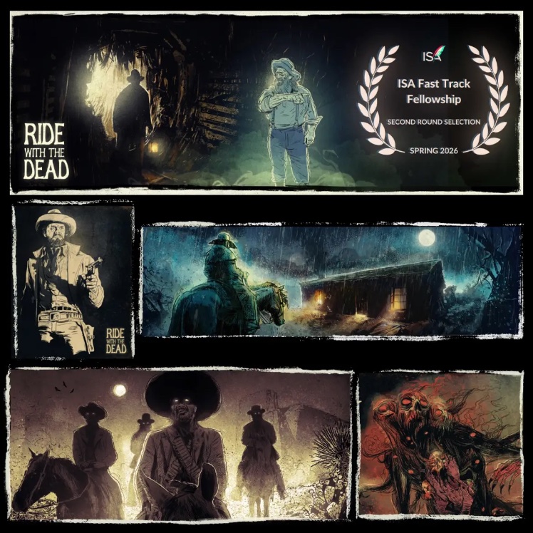 Yeehaw!. My Supernatural Western feature screenplay, Ride With the Dead, has made the Second Round Selection in the #ISA Fast Track Fellowship Spring 2026 season! 
#screenplay #western #conceptart #supernatural