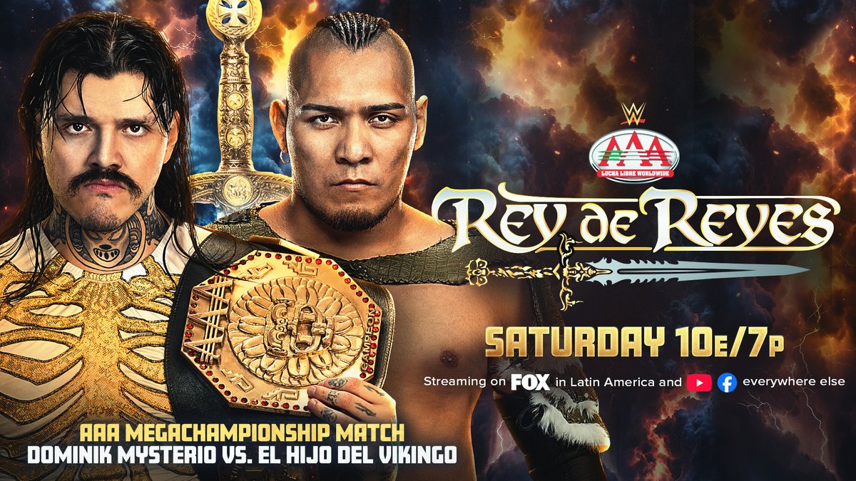 WWEDeutschland's tweet image. Das erwartet uns in Woche 1 von AAA Rey de Reyes - Samstagnacht, LIVE um 3 Uhr auf YouTube (anschließend On-Demand):

🔥 Dominik Mysterio vs. El Hijo del Vikingo (AAA Mega Championtitel Match)

🔥 Intercontinental Champion Penta eröffnet die Show

🔥 La Parka vs. El Grande
