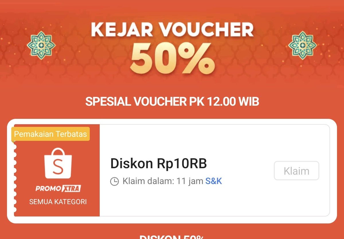 horeee beneran adalagi tiap hari 😃🥳

DISKON 10RB minbel 20RB

all produk xtra (bisa minyakk)

claim tanpa refresh nanti jam 12 👇🏻
s.shopee.co.id/3fyvBi8UM7
(kemarin ga yg sekedip abiss asal dibawah menit 5 an aman harusnya)