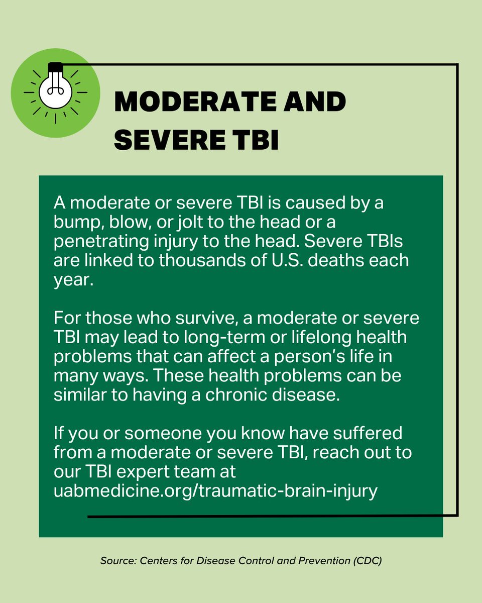 uabmedicine's tweet image. As we recognize #BrainInjuryAwareness Month, it’s important to understand 3 main types of traumatic brain injuries (#TBI): mild TBI, moderate TBI, &amp;amp; severe TBI. Understanding these differences helps improve awareness, care, &amp;amp; support for those impacted.
🔗 brnw.ch/21x0IGQ