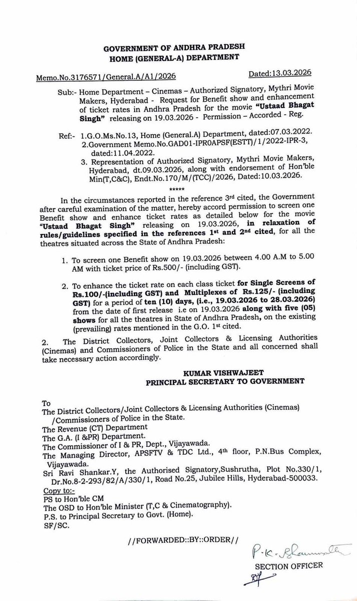TheNewsof9's tweet photo. #UstaadBhagatSingh benefit shows permissions granted in AP 🙌
Ustaad rampage begins from 4AM. 🔥🔥
#UBSOnMarch19th #PawanKalyan #HarishShankar #UBSTrailer #UBSBookings #UBS #Newsof9 https://t.co/12Cu9esOzS