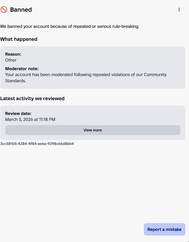 fuguhuhuh's tweet photo. @Roblox Dear @Roblox, Im appealing the ban on my account "moniaafen" It was banned on March 5, 2026 for reason Other, but I've received NO explanation from support about what rule I actually broke. I'm kindly asking for a human to review my case. I think it was an automatic system error https://t.co/QWoQGe0IPA