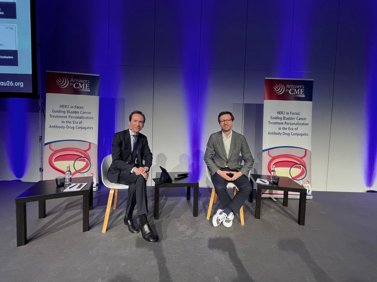 AnswersinCME's tweet image. LIVE from London! Drs. Yohann Loriot &amp;amp; @AndreaNecchi  share insights on HER2 testing and antibody-drug conjugates for patient-centered treatment of advanced bladder cancer.

#EAU26 #AnswersInCMELive #GetYourAnswersInCME #CME #MedEd #LiveCME